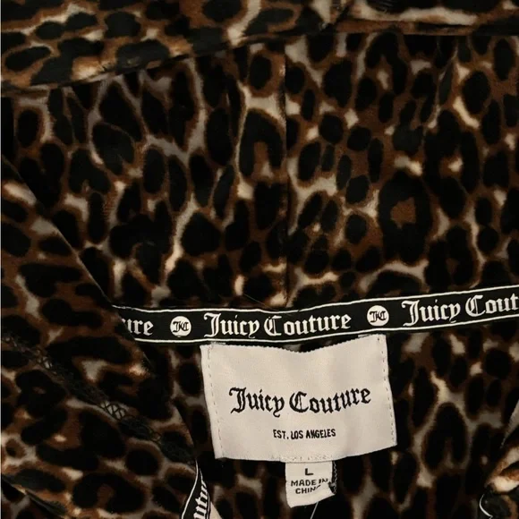 NEW!  Juicy Couture Leopard Velour Jacket with Pockets LARGE - Picture 2 of 3